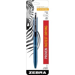 imageZebra Pen Sarasa Grand Retractable Gel Ink Pen Gold Barrel Medium Point 07mm Black Ink 45511 Pack of 1Turquoise