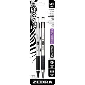 imageZebra Pen Stainless Steel Writing Set M301 Mechanical Pencil and F301 Mechanical Pencil Black Grip Pack of 1 2 Count Total1 Count Pack of 2