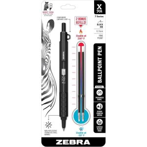 imageZebra Pen X701 Tactical Ballpoint Pen And Refills Fine Point 07mm Black Ink 1 Pen And 2 Refills 29811X701 Tactical