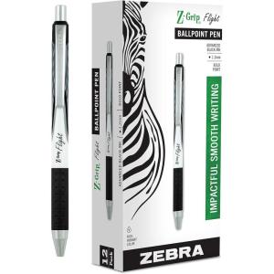 imageZebra Pen ZGrip Flight Retractable Ballpoint Pen Bold Point 12mm Black Ink School Supplies Teacher Supplies and Office Supplies Smooth Writing QuickDrying 12Pack 21910