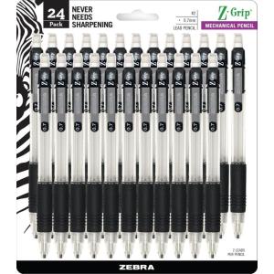imageZebra Pen ZGrip Mechanical Pencils 07mm Point Size HB 2 Graphite School Supplies and Teacher Supplies Clear Barrel 24Pack 152411 Count Pack of 24