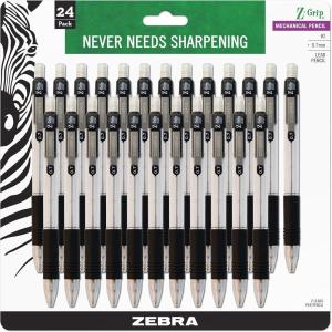 imageZebra Pen ZGrip Mechanical Pencils 07mm Point Size HB 2 Graphite School Supplies and Teacher Supplies Clear Barrel 24Pack 1524124 Count Pack of 48
