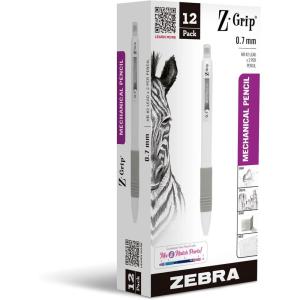 imageZebra Pen ZGrip Mechanical Pencils 07mm Point Size HB 2 Graphite Teacher Supplies and School Supplies Assorted Bright Colored Barrels 10Pack 50710White B