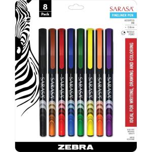 imageZebra Sarasa Fineliner Pen 08mm Black 12Count 66110Assorted A