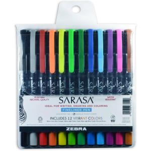imageZebra Sarasa Fineliner Pen 08mm Black 12Count 66110Assorted C
