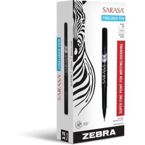imageZebra Sarasa Fineliner Pen 08mm Black 12Count 66110Black