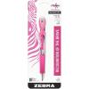imageZebra ZGrip MAX BOLD Breast Cancer Awareness Retractable Ballpoint Pen Bold Point 12mm Black Barrel With Pink Ribbon Black Ink 24CountClipOn