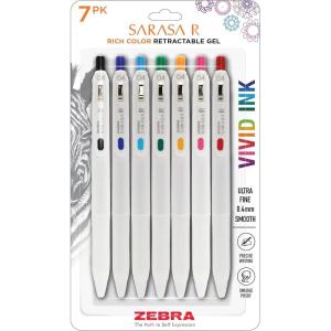 imageZebra Pen Sarasa R Retractable Gel Pen Extra Fine Point 04mm School ampamp Journaling Supplies Rubber Grip Binder Clip Red WaterResistant Ink 12Pack 47570Assorted A