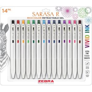 imageZebra Pen Sarasa R Retractable Gel Pen Extra Fine Point 04mm School ampamp Journaling Supplies Rubber Grip Binder Clip Red WaterResistant Ink 12Pack 47570Assorted B