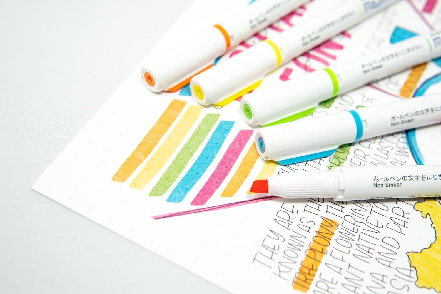 imageZebra Pen Mojini Assorted Ink Highlighter Marker Flexible Chisel Tip Assorted Ink Colors 12Pack 70200Assorted A