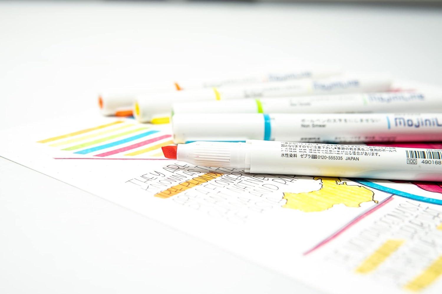 imageZebra Pen Mojini Assorted Ink Highlighter Marker Flexible Chisel Tip Assorted Ink Colors 12Pack 70200Assorted B