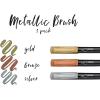 imageZebra Pen Metallic Brush Pen Medium Point Pigment Ink Assorted Colors 7Pack 016071 Count Pack of 3