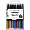 imageZebra Pen Metallic Brush Pen Medium Point Pigment Ink Assorted Colors 7Pack 016071 Count Pack of 7