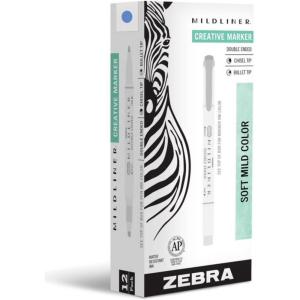 imageZebra Pen Mildliner DualTip Highlighters Broad and Fine Tips Ideal for Bible Highlighting No Bleed School Supplies Teacher Supplies and Office Supplies Mild Dark Blue Ink 12Pack 78320upc