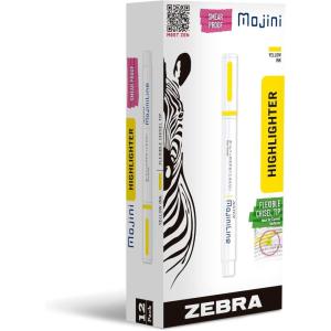imageZebra Pen Mojini Assorted Ink Highlighter Marker Flexible Chisel Tip Assorted Ink Colors 12Pack 70200Yellow