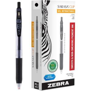 imageZebra Pen Sarasa Clip Recycled Retractable Gel Pen Fine Point 05mm Black Ink Ideal for School Suppies and Teacher Supplies 75 Recycled 12Pack 47310
