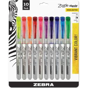imageZebra Pen Zazzle Liquid Ink Highlighter Chisel Tip Assorted Colors 10Count1 Count Pack of 10