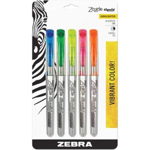 imageZebra Pen Zazzle Liquid Ink Highlighter Chisel Tip Assorted Colors 10Count5 Count Pack of 1