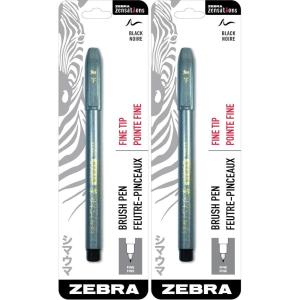 imageZebra Pen Zensations Brush Pen Fine Brush Tip Black WaterResistant Ink 1Pack1 Count Pack of 2