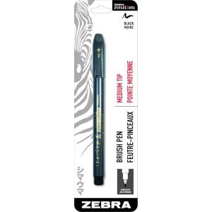 imageZebra Pen Zensations Brush Pen Medium Brush Tip Black WaterResistant Ink 1Pack1 Count Pack of 1