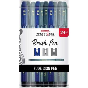 imageZebra Pen Zensations Brush Pen Medium Brush Tip Black WaterResistant Ink 1Pack24 Count Pack of 1