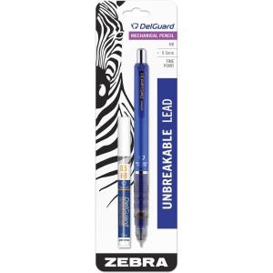 imageZebra Pen DelGuard Mechanical Pencil 1Pack with Refill 05mm White Barrel Double Spring Mechanism Resists Lead Breakage Clip for Easy Carrying 58691Blue Barrel