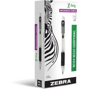 imageZebra Pen ZGrip Mechanical Pencil 07mm Point Size HB 2 Graphite Clear Pearlescent Barrel with Black Grip School Supplies and Teacher Supplies 12Pack 52410Mechanical Pencil