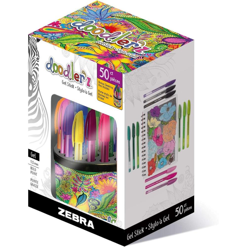 imageZebra Pen Doodlerz Gel Stick Pen Bold Point 10mm Assorted Glitter Colors 10 PackAssorted