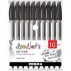 imageZebra Pen Doodlerz Gel Stick Pen Bold Point 10mm Assorted Glitter Colors 10 PackBlack