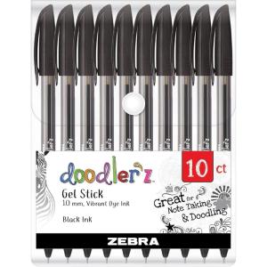 imageZebra Pen Doodlerz Gel Stick Pen Bold Point 10mm Assorted Glitter Colors 10 PackBlack