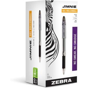 imageZebra Pen Jimnie Rollerball Gel Pens Medium Point 07mm 24Count 20 black 4 blueBlue