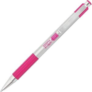 imageZebra Pen F301 Retractable Ballpoint Pen Stainless Steel Barrel with BCA Pink Accents Fine Point 07mm Black Ink 1Pack