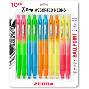 image:imageZebra Pen ZGrip Retractable Ballpoint Pen SmoothFlowing Black Ink 10mm Medium Point Assorted Ombre Neon Barrels Teacher School amp Office Supplies Ideal for NoteTaking 18Pack 23018AMZBlack Ink Neon Barrel A