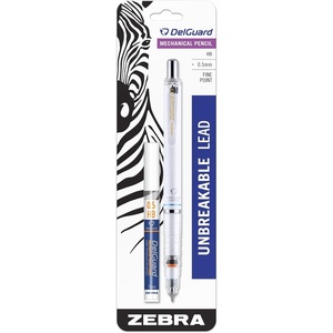 image:imageZebra Pen DelGuard Mechanical Pencil 05mm Black Barrel Resists Lead Breaking Double Spring Protection BuiltIn Eraser Textured Grip Includes Extra Lead 1Pack 58611White