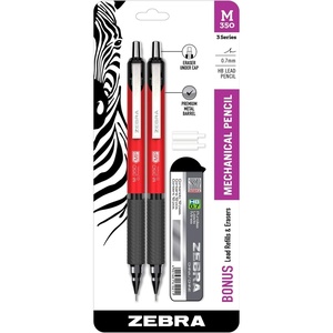 image:imageZebra Pen M350 Mechanical Pencil 07mm Point Red Premium Metal Barrel Rubber Grip Refillable STEEL Series Ideal for School or Office Comes with Lead amp Eraser Refill 2Pack 57312Red Barrel