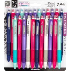 image:imageZebra Pen ZGrip Mechanical Pencil Comfort Grip 07mm Lead 2 HB PreLoaded with Lead and Eraser for School Office Everyday Use Refillable Assorted Neon Barrel 10Pack 50301Assorted Brights B