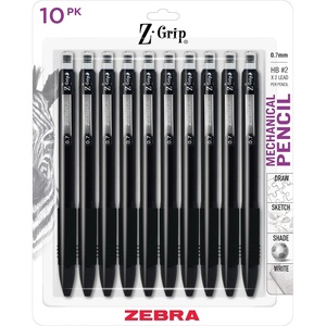 image:imageZebra Pen ZGrip Mechanical Pencil Comfort Grip 07mm Lead 2 HB PreLoaded with Lead and Eraser for School Office Everyday Use Refillable Black Barrel 12Pack 50410AMZBlack Barrel