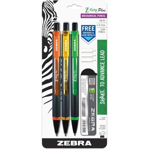 image:imageZebra Pen ZGrip Plus Mechanical Pencil Smooth Writing LatexFree Grip 07mm Lead 2 HB Shake to Advance the Lead Assorted Barrel Colors Green Yellow Blue 3Pack 55403OrangeYellowGreen