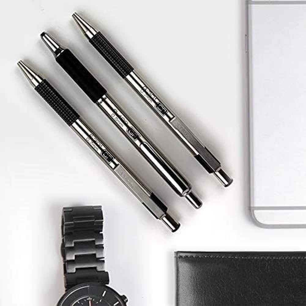 image:imageZebra Pen G301 Signature Series Retractable Gel Pen 05mm Fine Point Stainless Steel Barrel with Textured Grip Assorted Vintage Ink Colors Indigo Butterscotch Cherrywood and Plum 4Pack 47304Black D