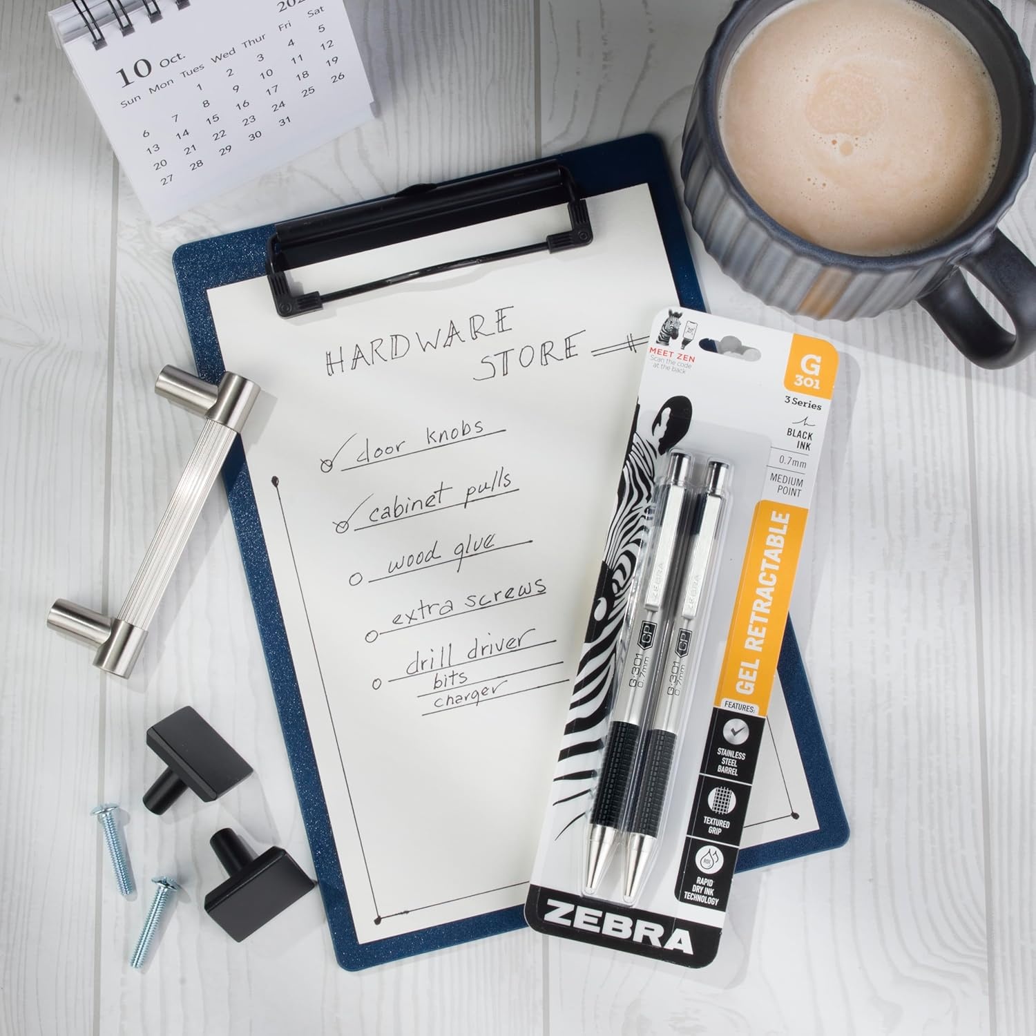 image:imageZebra Pen G301 Signature Series Retractable Gel Pen 05mm Fine Point Stainless Steel Barrel with Textured Grip Assorted Vintage Ink Colors Indigo Butterscotch Cherrywood and Plum 4Pack 47304Black B