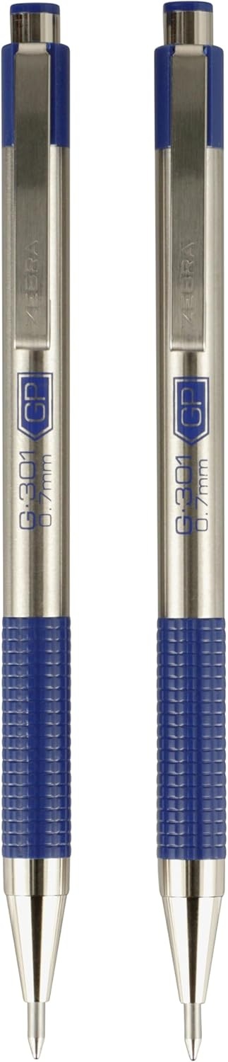 image:imageZebra Pen G301 Signature Series Retractable Gel Pen 05mm Fine Point Stainless Steel Barrel with Textured Grip Assorted Vintage Ink Colors Indigo Butterscotch Cherrywood and Plum 4Pack 47304Blue A