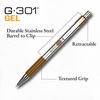 image:imageZebra Pen G301 Signature Series Retractable Gel Pen 05mm Fine Point Stainless Steel Barrel with Textured Grip Assorted Vintage Ink Colors Indigo Butterscotch Cherrywood and Plum 4Pack 47304Assorted Vintage Colors