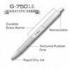 image:imageZebra Pen G750LE Signature Series Retractable Gel Pen Black Ink 07mm Medium Point Pearl White Durable Compact Brass Barrel Comfort Grip Rapid Dry Ink Japanese Craft Detail 1Pack 49611Black C