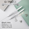 image:imageZebra Pen G750LE Signature Series Retractable Gel Pen Black Ink 07mm Medium Point Pearl White Durable Compact Brass Barrel Comfort Grip Rapid Dry Ink Japanese Craft Detail 1Pack 49611Black C