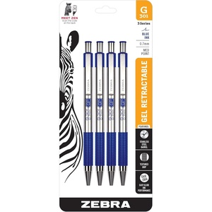 image:imageZebra Pen G301 Signature Series Retractable Gel Pen 05mm Fine Point Stainless Steel Barrel with Textured Grip Assorted Vintage Ink Colors Indigo Butterscotch Cherrywood and Plum 4Pack 47304Blue B