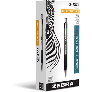 image:imageZebra Pen G301 Signature Series Retractable Gel Pen 05mm Fine Point Stainless Steel Barrel with Textured Grip Assorted Vintage Ink Colors Indigo Butterscotch Cherrywood and Plum 4Pack 47304Black D