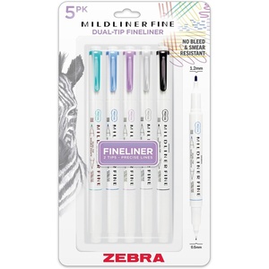 image:imageZebra Pen Mildliner Fine DualTip Fineliner Pen Set Fine and Extra Fine Point Tips No Bleed Ideal for Bible Highlighting Journaling and Writing Asst Sunset Sorbet Ink Colors 5Pack 64505Assorted B
