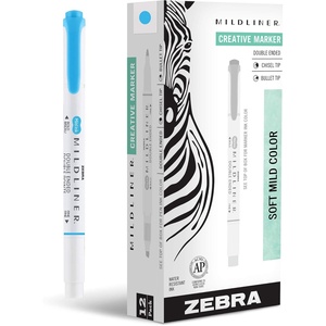 image:imageZebra Pen Mildliner DoubleEnded Highlighter Marker Set Broad and Fine Point Tips Ideal for Bible Highlighting No Bleed Mild Magenta Ink 12Pack 78270upcCyan