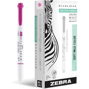 image:imageZebra Pen Mildliner DoubleEnded Highlighter Marker Set Broad and Fine Point Tips Ideal for Bible Highlighting No Bleed Mild Magenta Ink 12Pack 78270upcFuchsia