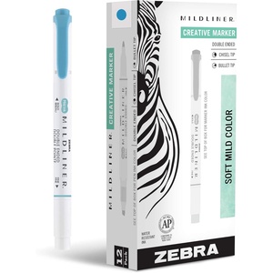 image:imageZebra Pen Mildliner DoubleEnded Highlighter Marker Set Broad and Fine Point Tips Ideal for Bible Highlighting No Bleed Mild Magenta Ink 12Pack 78270upcSmoke Blue